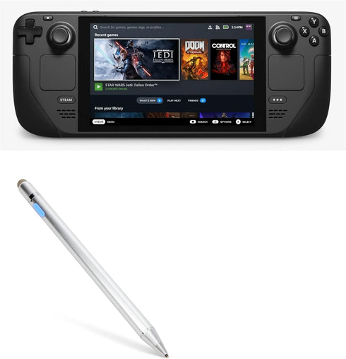 BoxWave AccuPoint Active Stylus Pen for Valve Steam Deck, Metallic Silver, Ultra Fine Tip