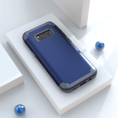 IDweel for Galaxy S8 Case, Blue for Men Guys, 3 in 1 Shockproof Slim Hybrid Heavy Duty Protection Hard PC Cover Soft