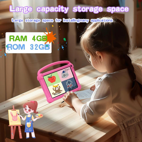Kids Tablet 7 inch for Boys Girls, Android 12 Tablets for Kids, 4GB RAM 32GB ROM, WIFI Bluetooth, Safety Eye IPS