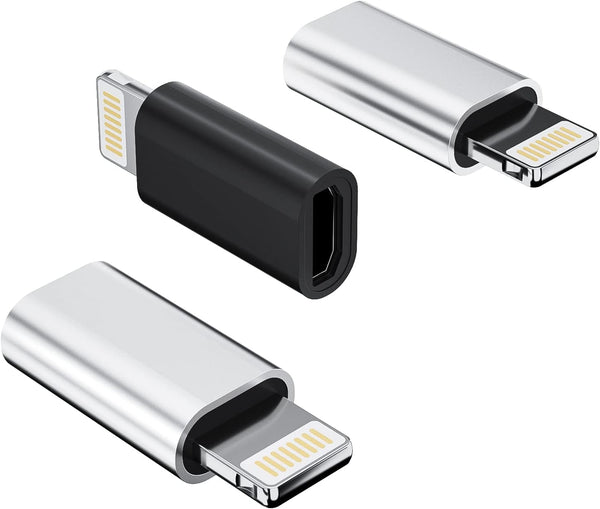 Micro USB to Lightning Adapter (3-Pack) for iPhone 13, 12, 11 Pro Max, iPad & More - Charge & Sync Connector