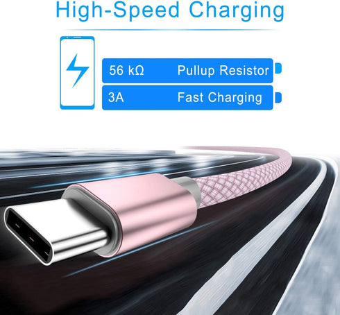 Basesailor USB Type C Charger Cable 3-Pack 3.3/6.6/10FT for iPhone 16 15 Pro Max, Samsung Galaxy A10E A20 A21