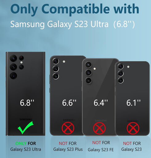 FNTCASE Samsung Galaxy S23 Ultra Case: Rugged Shockproof TPU, Military Grade Drop Protection, Kickstand, Blue.