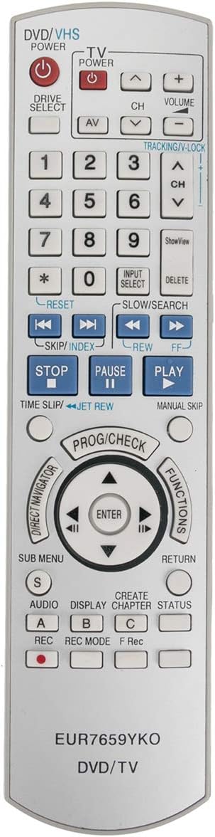 EUR7659YKO Replacement Remote Control for Panasonic DVD Recorder DMR-ES15, DMR-ES30V, DMR-E35V, DMR-ES10
