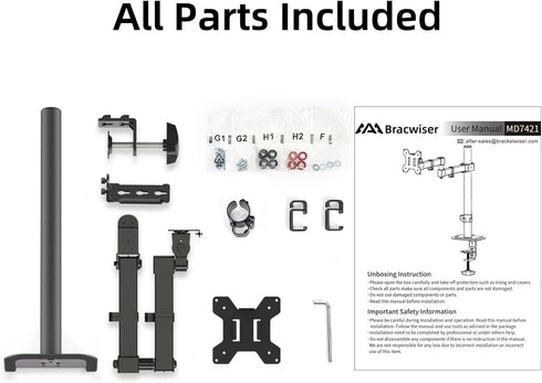 Bracwiser 13-32 inch 22lbs 13 15 17 19 20 22 23 24 26 27 30 32 inch 75 100 (MD7421) Monitor Mount Single Fully