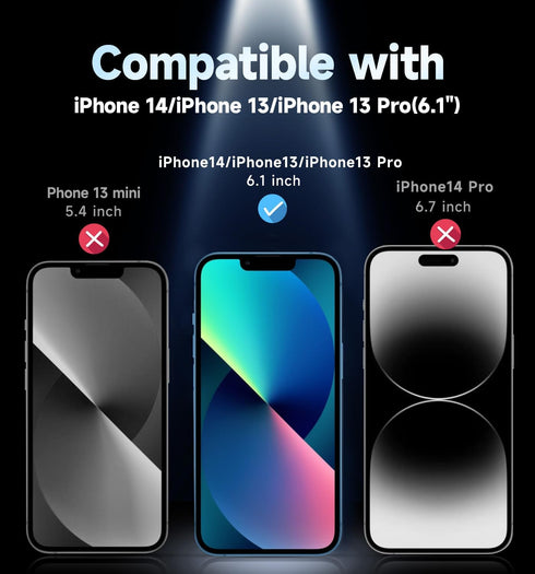 MAGIC JOHN 2 Pack for iPhone 13/13Pro/14 6.1 inch Privacy Glass Screen Protector, Auto Dust-Elimination, Bubble Free, Easy Installation