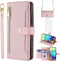Asuwish Phone Case for Samsung Galaxy A71 5G, Zipper Leather Wallet Cover with Kickstand and Credit Card Holder - Rose