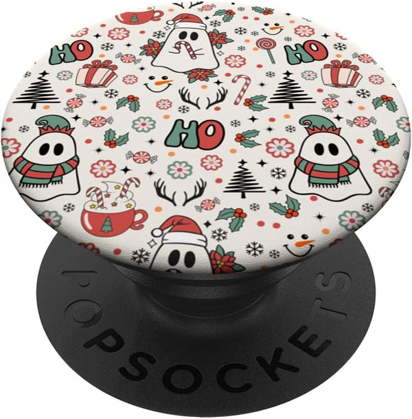 Spooky Ghost Cute Christmas Ho Ho Merry Holiday Retro Pastel PopSockets Standard PopGrip