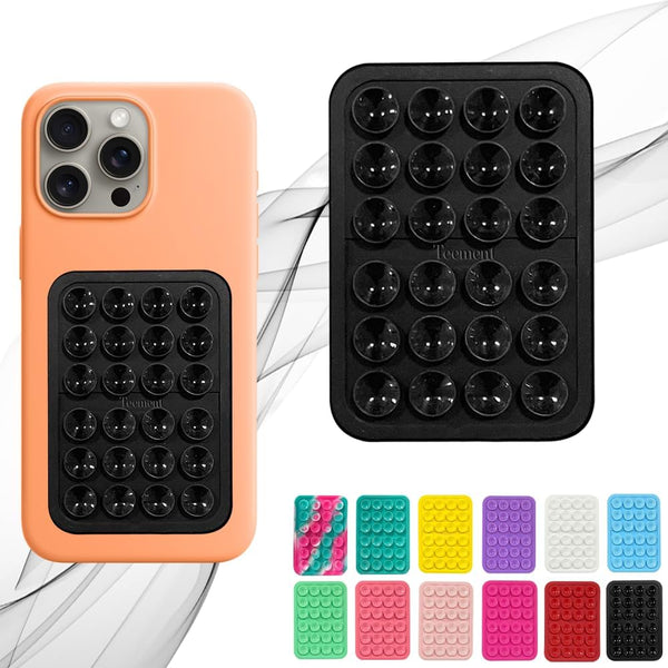 Suction Phone Case Mount, Hands-Free Fidget Toy Mirror Holder for iPhone and Android, Black Shower Phone Accessory