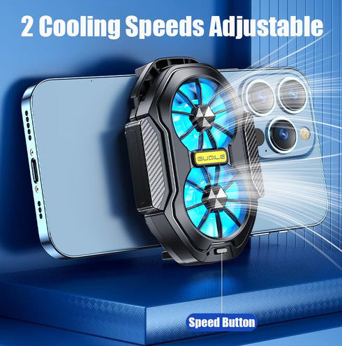 Mobile Phone Cooler with Dual Cooling Fan, Cell Phone Radiator Heatsink for iPhone, Android Smartphones, Rechargeable