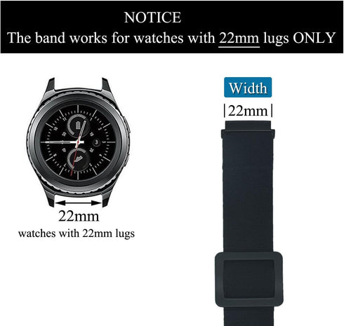 22mm Elastic Watch Armband or Ankle Band for Compatible with Garmin Venu 2/3, Fossil Gen 6 44mm, Samsung Galaxy Watch 3 45mm, Garmin Vivoactive 4 45mm Smartwatch (Black, Medium)