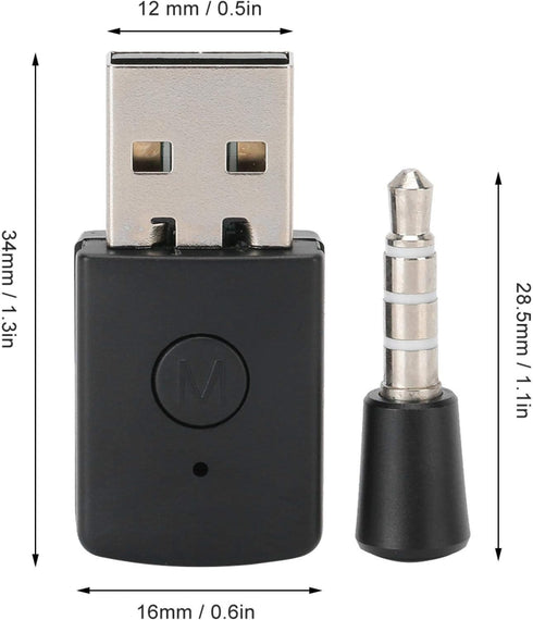 Bluetooth Adapter, Bluetooth 4.0 USB Dongle Transmitter and Receiver with Mic for Playstation 4 Game Console
