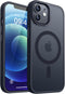 CANSHN iPhone 12/12 Pro Case - Shockproof Magnetic Bumper Cover, Translucent Matte, Compatible with MagSafe - Black