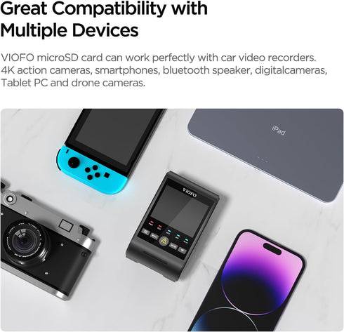 VIOFO 32GB Industrial Grade microSD Card, U3 A2 V30 High Speed with Adapter for Ultra HD 4K Video Recording