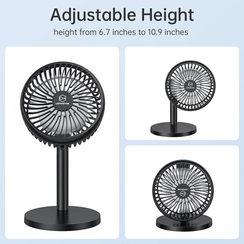 6 Inch Desk Fan for Bedroom, USB Small Fan with 4 Speeds, Adjustable Height, Ultra Quiet for Home