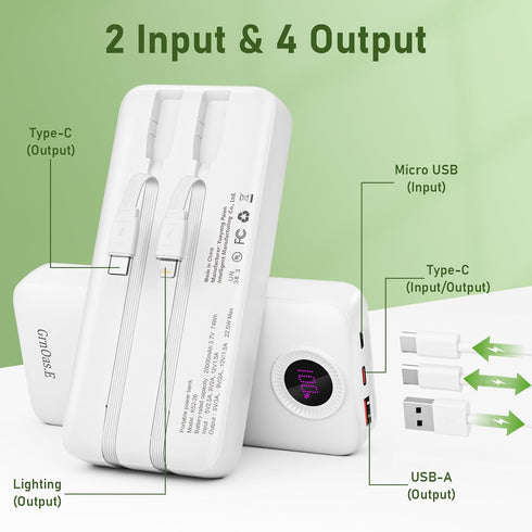 GrnOas.E 20000mAh22.5W 5 2 16/15 Plus/15 More(1 Pack,Pearl Portable Charger Fast Charging Power Bank, Cell Phone