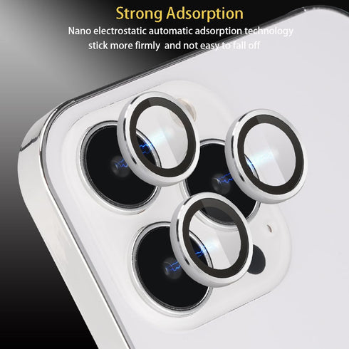 Camera Lens Protector for iPhone 13 Pro & Pro Max, Tempered Glass Lens Protector with Aluminum Alloy Ring, Fits for
