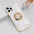 aowner Compatible with iPhone 12 Pro Max Ring Holder Case, Shiny Plating Rose Gold Edge, 360 Degree Rotation