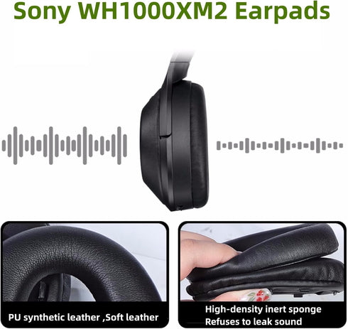 WH-1000XM2 Replacement Ear Cushions for Sony WH1000XM2 & MDR-1000X Over-Ear Headphones, Added Thickness