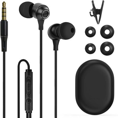 GEEKRIA Mini Comfy ASMR Sleeping Ear Plugs, Noise Isolating Earphone with Microphone and Volume Control for Air Travel