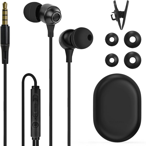 GEEKRIA Mini Comfy ASMR Sleeping Ear Plugs, Noise Isolating Earphone with Microphone and Volume Control for Air Travel