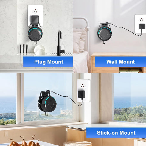 suptek Wall Mount Holder for Echo Dot 3rd Gen, Outlet Stand for Alexa with Built-in Cable Management, Wall Screw or