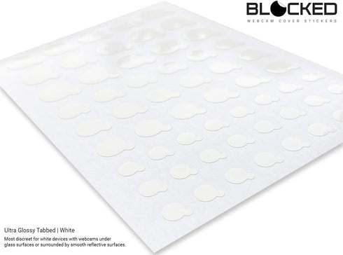 Stackable Webcam/Camera Vinyl Covers, 57 Tabbed Low-Tack Restickable Webcam Sticker, Multiple Sizes, White 57-Pack