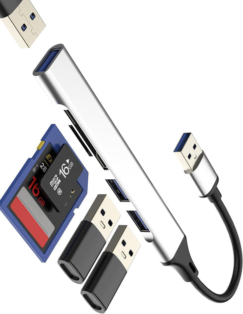 Kefiany USB Hub SD Card Reader PC Micro SD Adapter (5in1) Docking Station