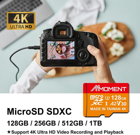 MMOMENT 128GB Micro SDXC Card MM23, A2, UHS-I, U3, V30, Class 10, Read Speed Up to 160 MB/s