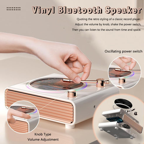 Strackvial Retro Bluetooth Speaker, Wireless Speakers with Bluetooth Desktop Music Player, Portable Record Player