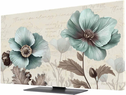 Singingin Victorian Style TV Dust Cover 85 Inch, Vintage Blue Flowers Broccoli Computer
