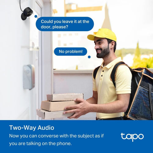 Tapo 1080p IP65 Indoor/Outdoor Security Camera - Free Person/Motion/Baby Cry Detection, Color Night Vision