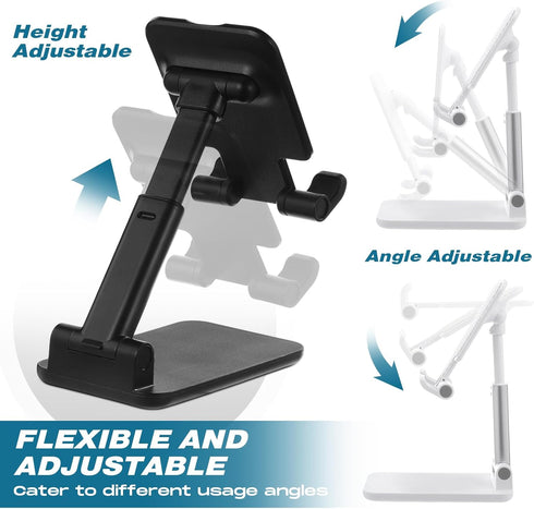 Wonderjune 12 Pcs Cell Phone Stand Desk Table Adjustable Angle Height Phone Stand Foldable Portable Mobile Holder
