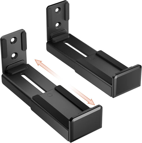 PUTORSEN Universal Dual Soundbar Wall Mount, Black, for Most Soundbars, Holds up to 33 lbs, Depth Adjustable 3.5”-6.1”