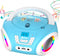 KLIM Candy Kids Boombox CD Player with FM Radio, Batteries Included, Cute Blue Radio for Kids