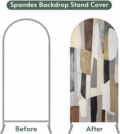 Jnbasdffb 6 Abstract Geometric Wedding Arch Cover, Stretchy Spandex Arch Backdrop Stand Covers FT, Oil Painting Simple