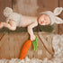 1st IDOPIP Newborn Baby Easter Bunny Photography Props Costume Boy Girl Crochet Knit Rabbit Hat Diaper Carrot Birthday