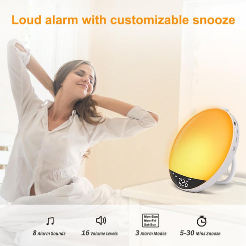 Dimmable DreamSky Sunrise Alarm Clock Radio for Bedroom - Wake up Light Alarm Clock for Kids Heavy Sleepers Adults