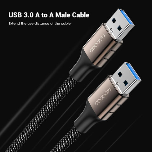 USB 3.0 Male to Male Extension Cable, USB A Male to Male Cord, Works with Laptop Cooling Pad, External Hard Drive