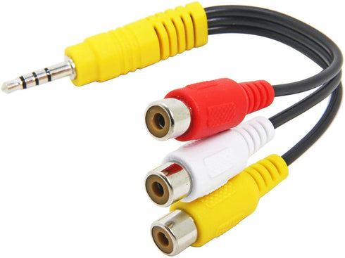 3.5mm Male to 3 RCA Female Video AV Component Adapter Cable for TCL TV, 6-Inch 3.5mm Plug to Triple RCA Jack Splitter