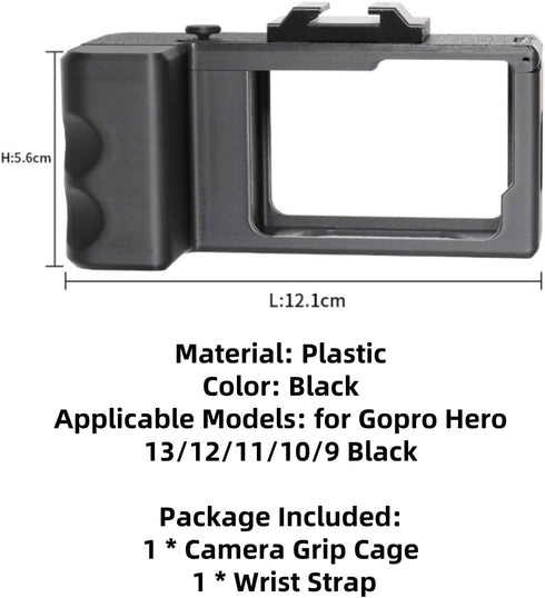 Generic 13/12/11/10/9 Camera Grip Holder for Gopro Hero Black, Camera Grip Cage Extension Bracket with Shutter Button