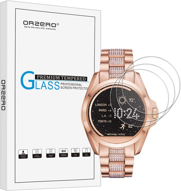 Orzero (3 Pack) Tempered Glass Screen Protector for Michael Kors Bradshaw Smart Watch - 2.5D Arc Edges