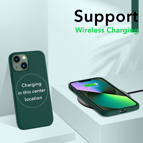 ORNARTO iPhone 13 Mini Case, Slim Liquid Silicone 3 Layers Full Covered Soft Gel Rubber Cover 5.4 inch-Olive