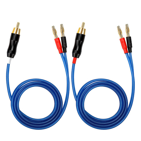 KK Cable Q-P2 18 Gauge OFC Speaker Wire Pair with RCA Male to 2 Pair Banana Plugs, 3M (9.8ft)