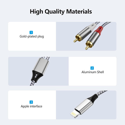Liaoan Weiyu 2 2 MP3 Ligh-tning to RCA Stereo Adapter Cables, Lig-htning to RCA Audio Cables, Suitable for TVs