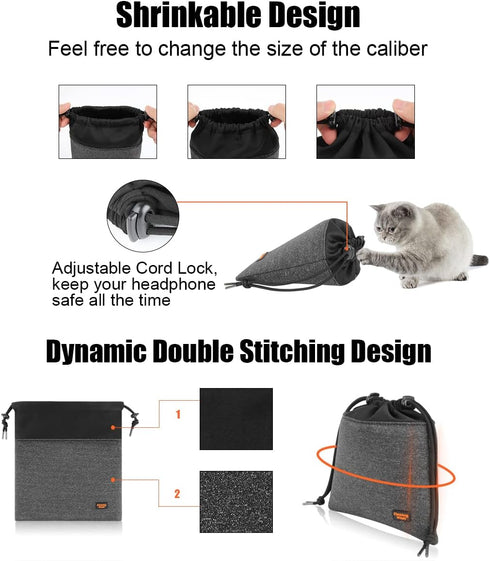 Desing Wish Lightweight Headphone Storage Bag, Portable Carrying Pouch for Over-Ear Headphones/Gaming Headsets (Small