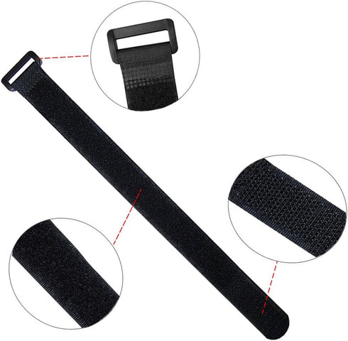 FULARR 30Pcs Cable Straps - Reusable Ties & Cinch Strap Set, Multipurpose Hook and Loop Fastener, Black