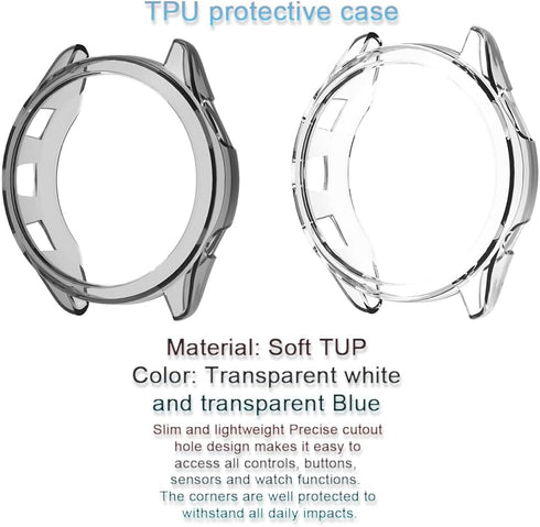 Smartwatch Screen Protector for Garmin Forerunner 265S, TPU Soft Frame Cover (Transparent/Transparent Black)