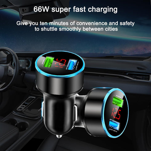 66W Car Charger, Super Fast Charging 2 Ports USB Vehicle Charger, Quick Charge Adapter for Phones and Laptops