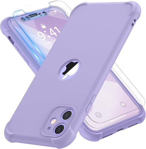 ORETECH iPhone 11 Case with 2 x Tempered Glass Screen Protector, 10 Ft Military Grade Drop Test, Full Body Protection