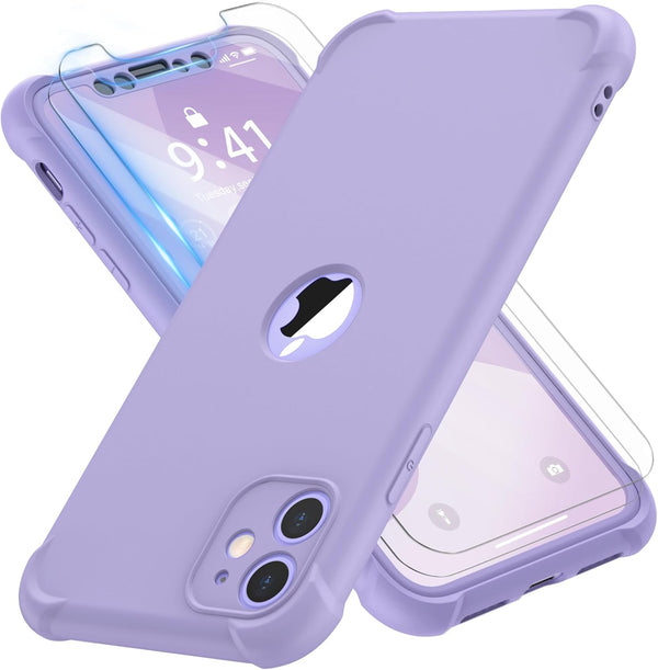 ORETECH iPhone 11 Case with 2 x Tempered Glass Screen Protector, 10 Ft Military Grade Drop Test, Full Body Protection